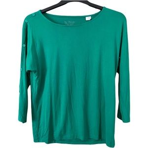 Chico’s Green Top, Button Sleeve, Size 1